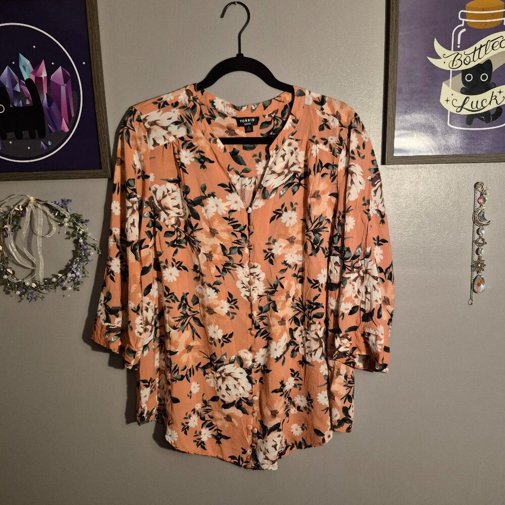 Peach Floral Blouse
